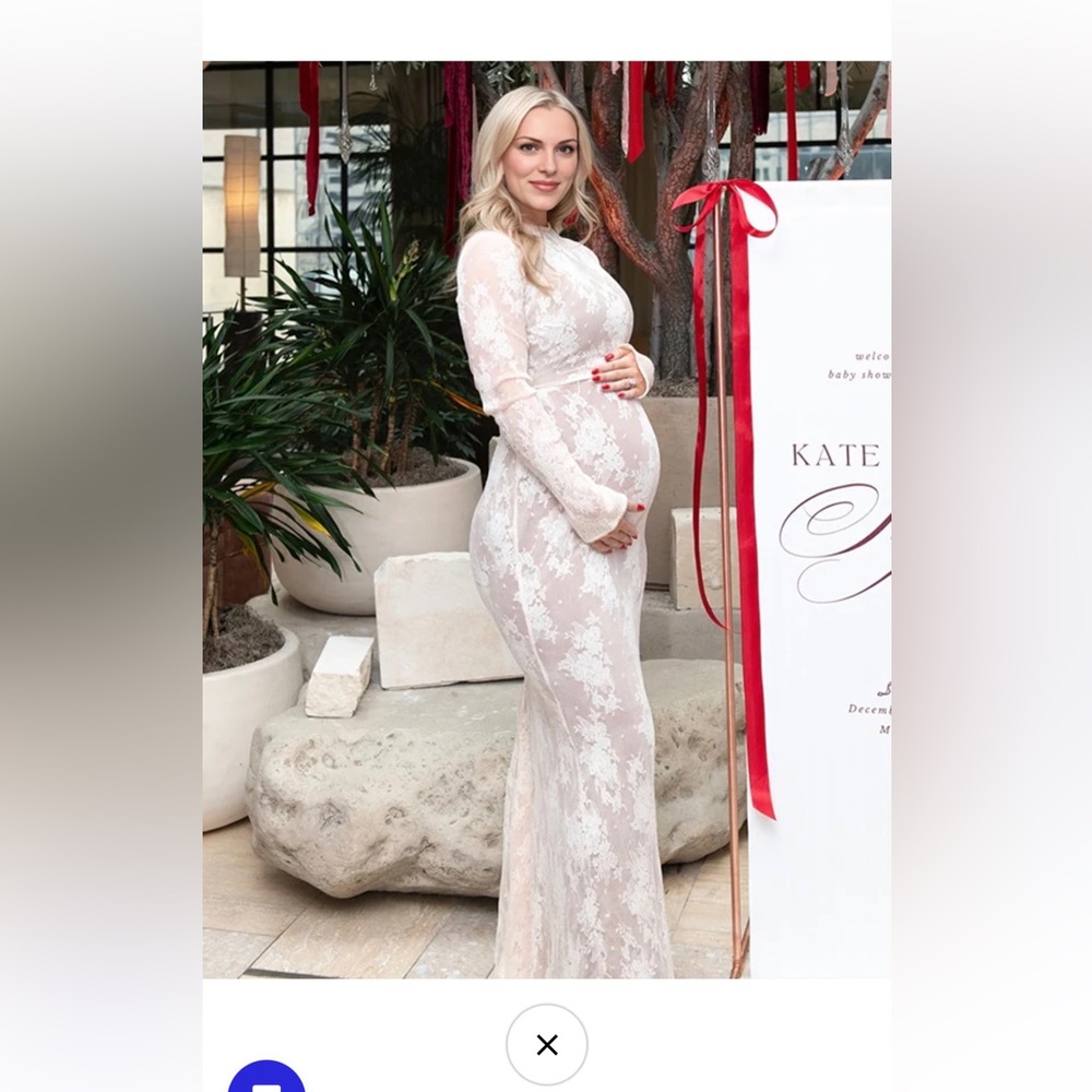Elegant White Lace Maternity Gown